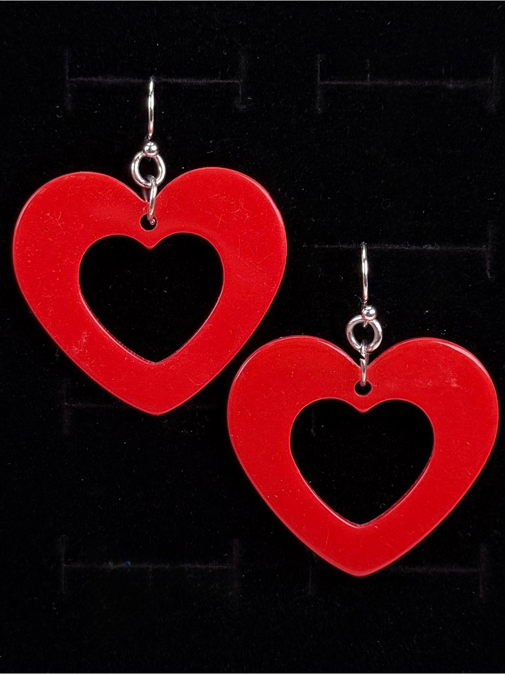 Bright Red cut out lightweight Heart Earrings